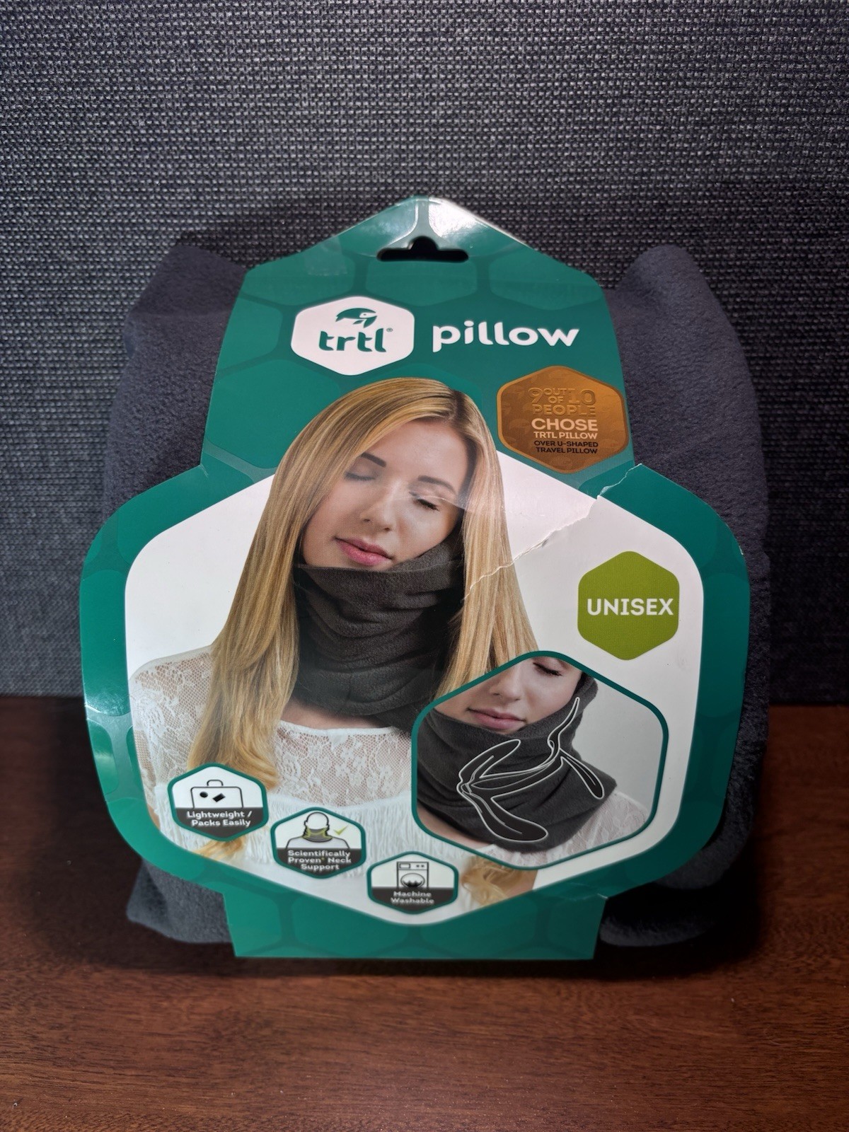 Trtl Travel Neck Pillow, Grey - Lightweight, Unisex Travel Neck Support