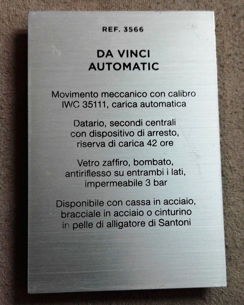 IWC Display Ref.3566 Da Vinci Automatic