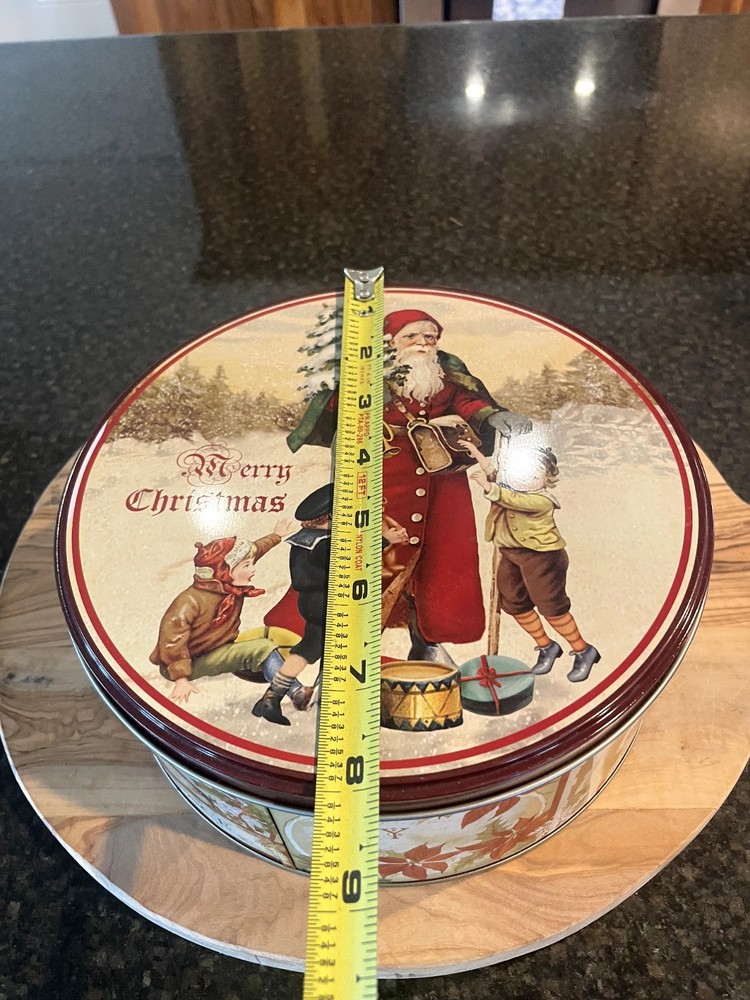 Santa Clause Decorative Tin - Christmas Holidays Nostalgia Container, EUC