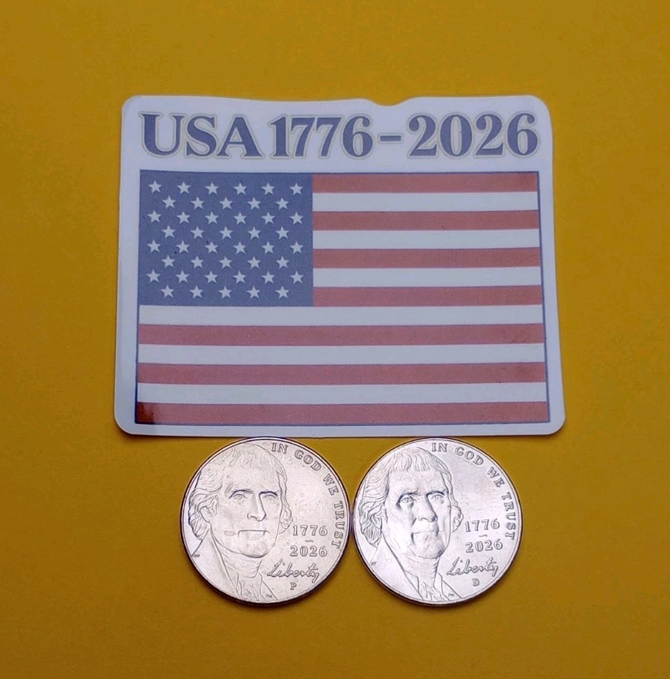 2026 P&D Nickels Dual Date (2) COIN SET from OBW Rolls in a plastic Flip