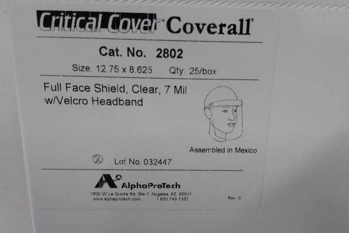 Alpha Protech 2802 100 Pk Clear Disposable Face Shield Assembly