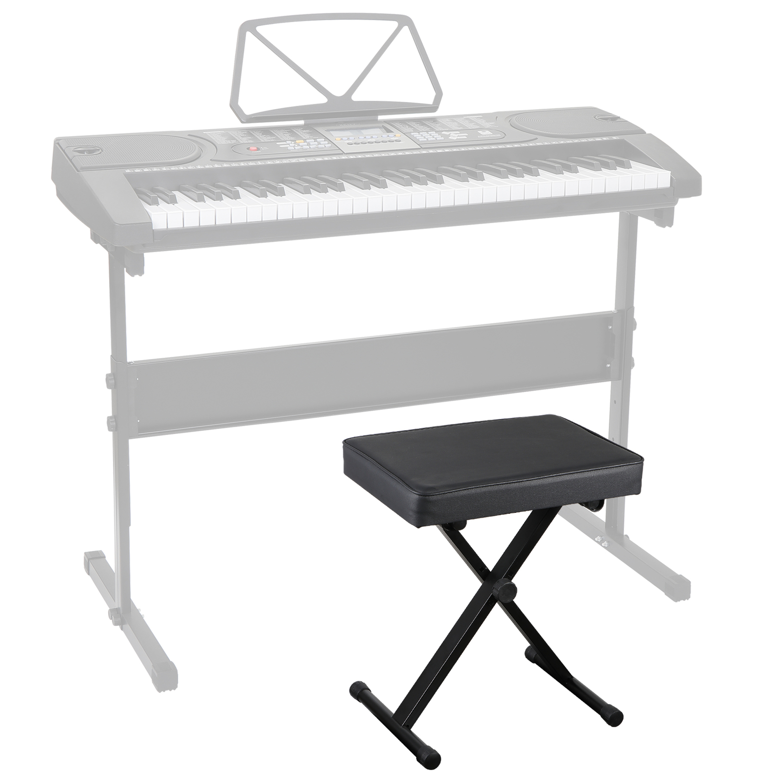 Keyboard Bench X-Style Piano Bench Adjustable Height Thickness Padded Chair Seat