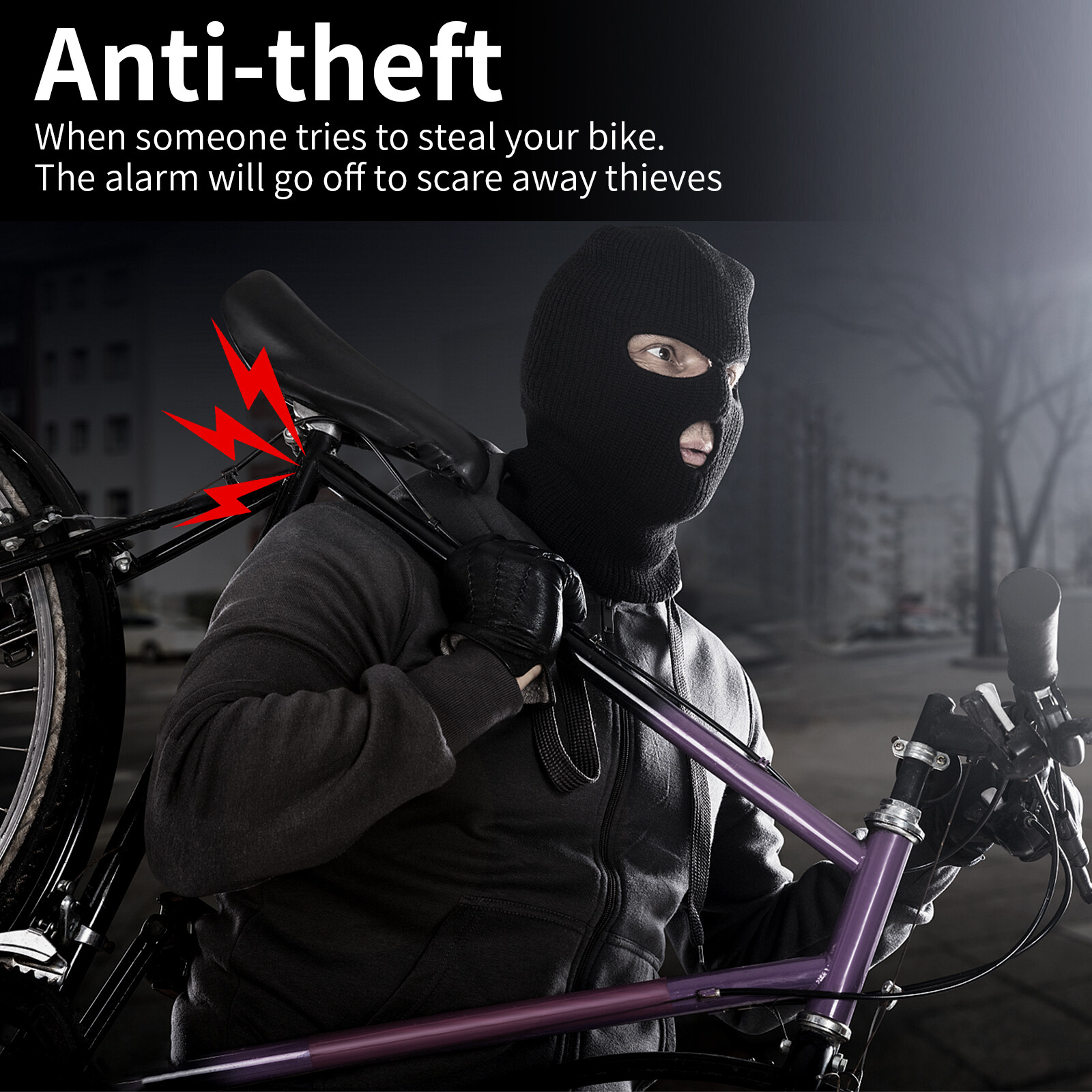 Wireless Bike Alarm with Remote 113dB Anti-Theft Vibration Motorcycle Waterproof