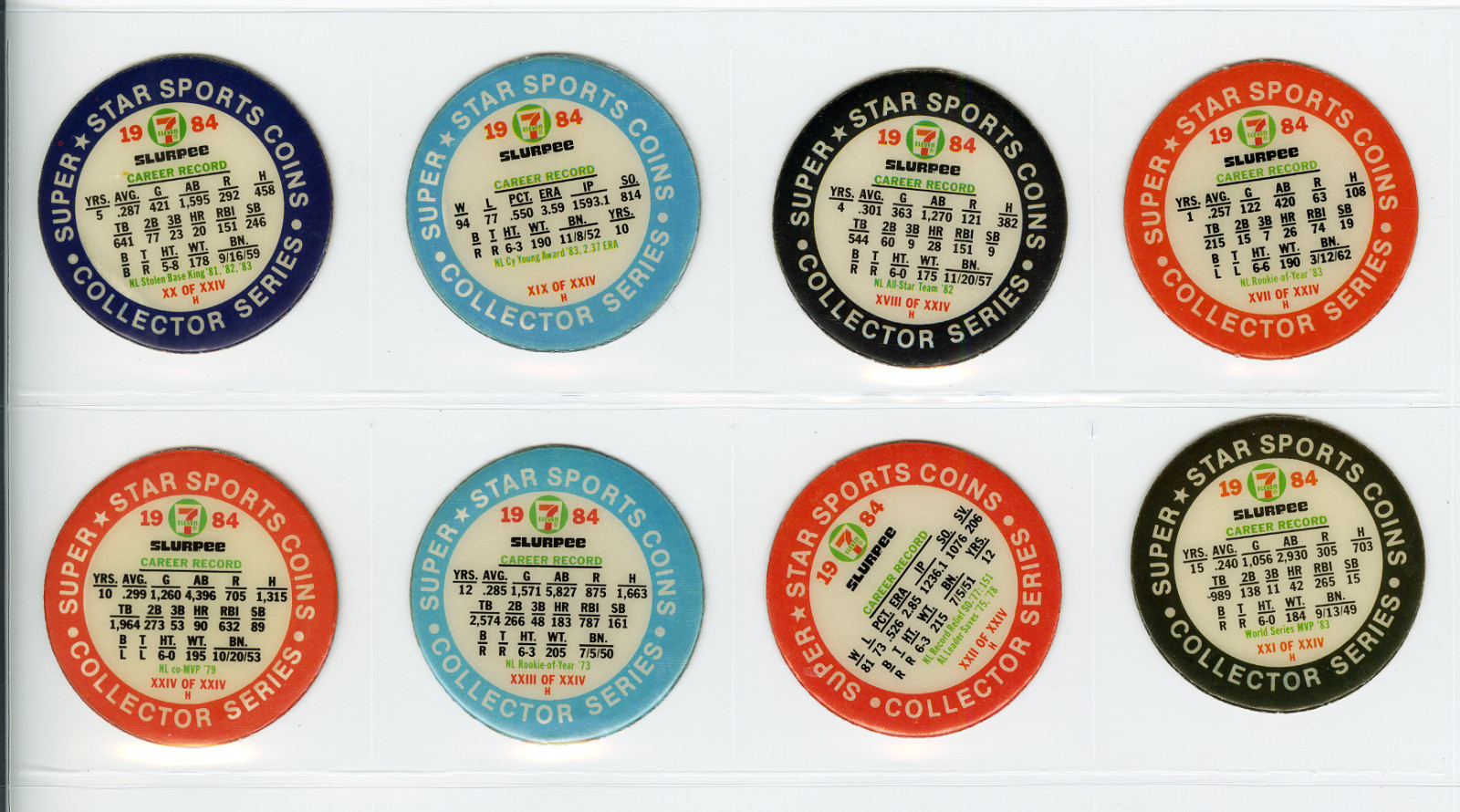 1984 7-11 Action Coins NM/MT Complete Set of 72 West (24) Central (24) East (24)