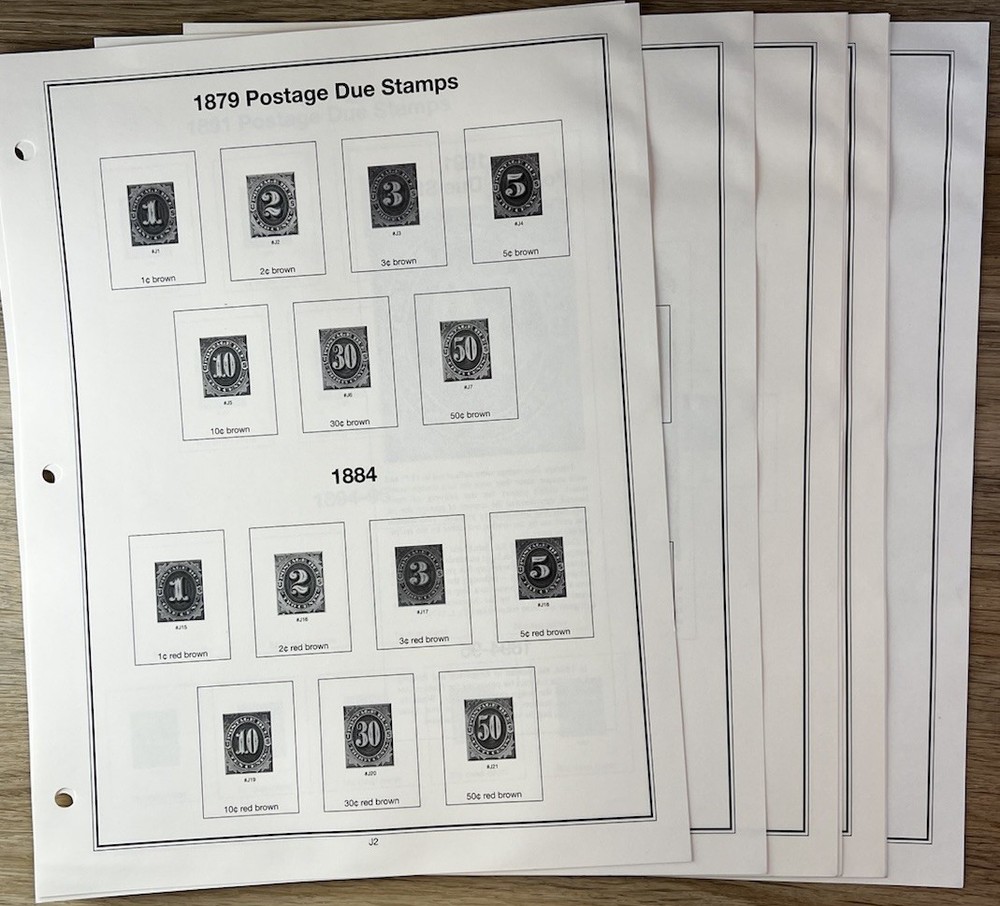 Mystic Heritage Collection - Postage Due Stamp Section Album Inserts + 2 Stamps