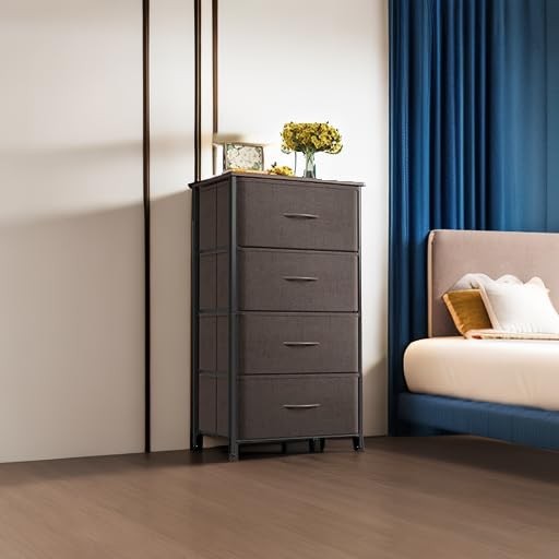 Dresser for Bedroom with 4 Storage Drawers, Small Dresser Chest of Drawers