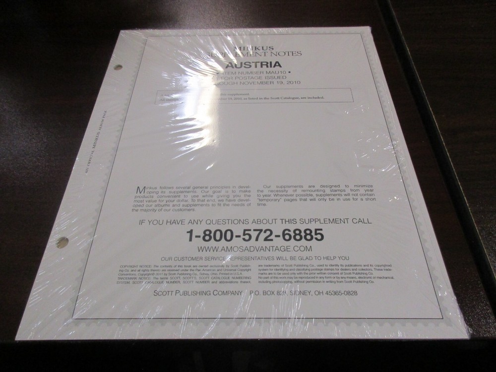 "MINKUS"SUPPLEMENT NOTES AUSTRIA #MAU10 W/FREE SHIPPING!!!