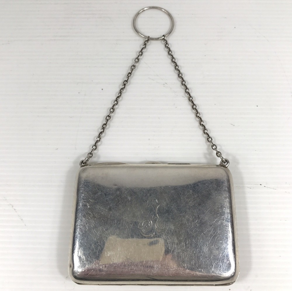 Antique Solid Silver Compact Combination Card Case Lipstick Purse D Bros