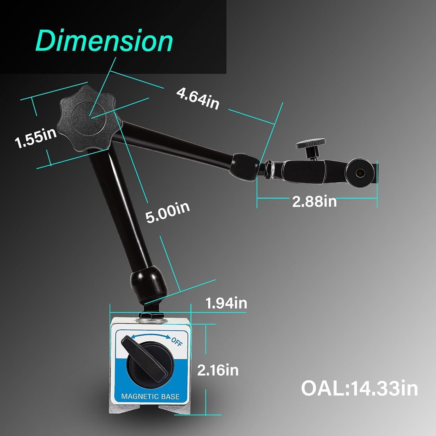 For Noga DG61003 Dial Gage Test Indicator Holder Magnetic Base 176lb Fine Adjust