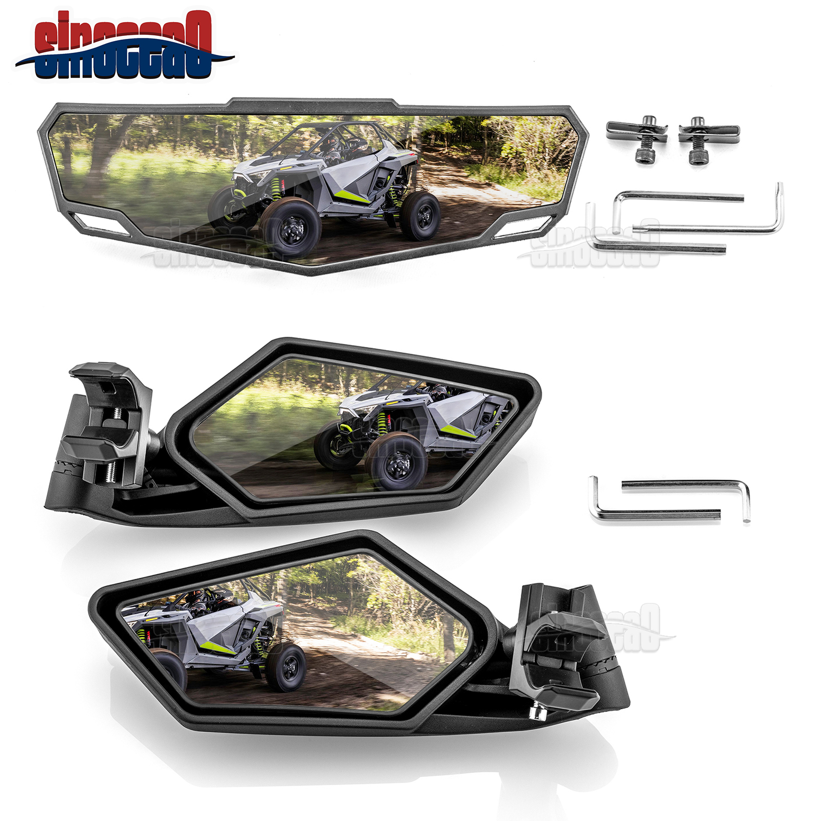 For 2020-2024 Polaris RZR PRO XP 2/4 UTV Rear Side & Center View Convex Mirrors