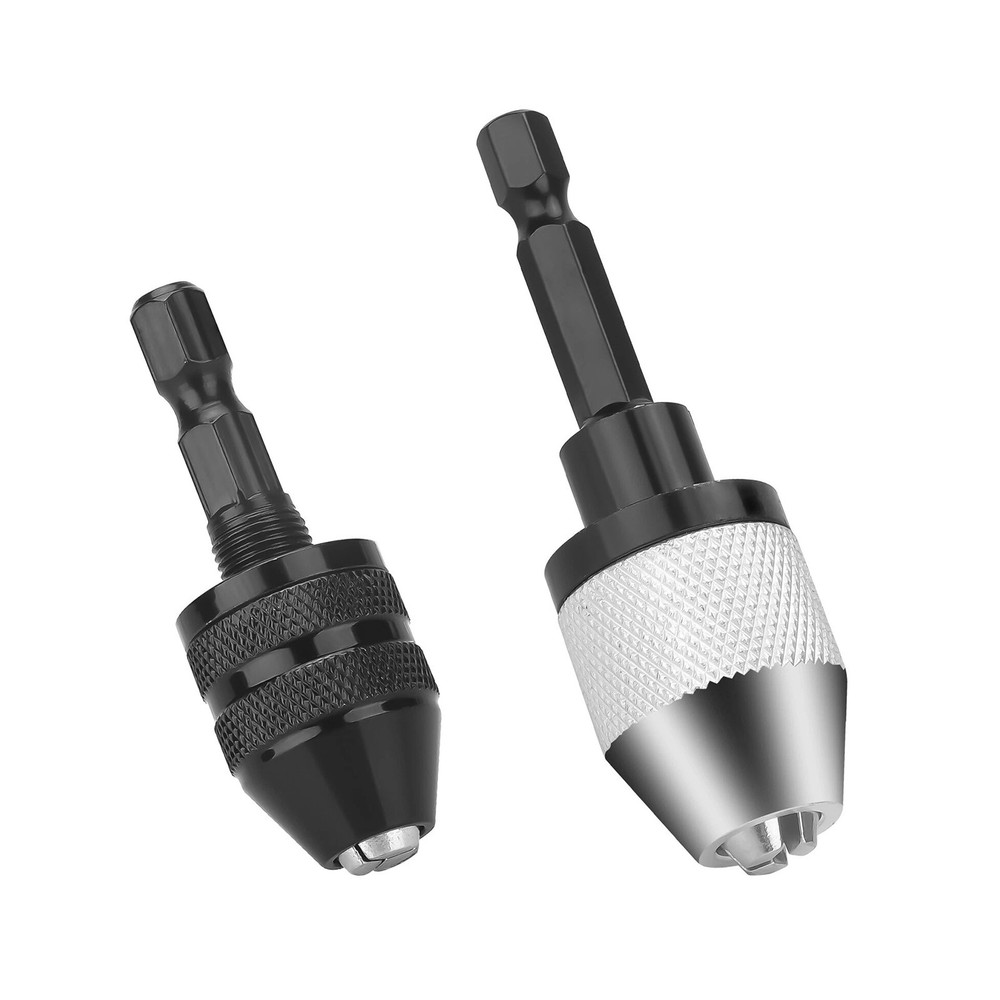 2x Keyless Chuck Converter Adapter 1/4" Hex Shank For Drill Screwdriver Tool