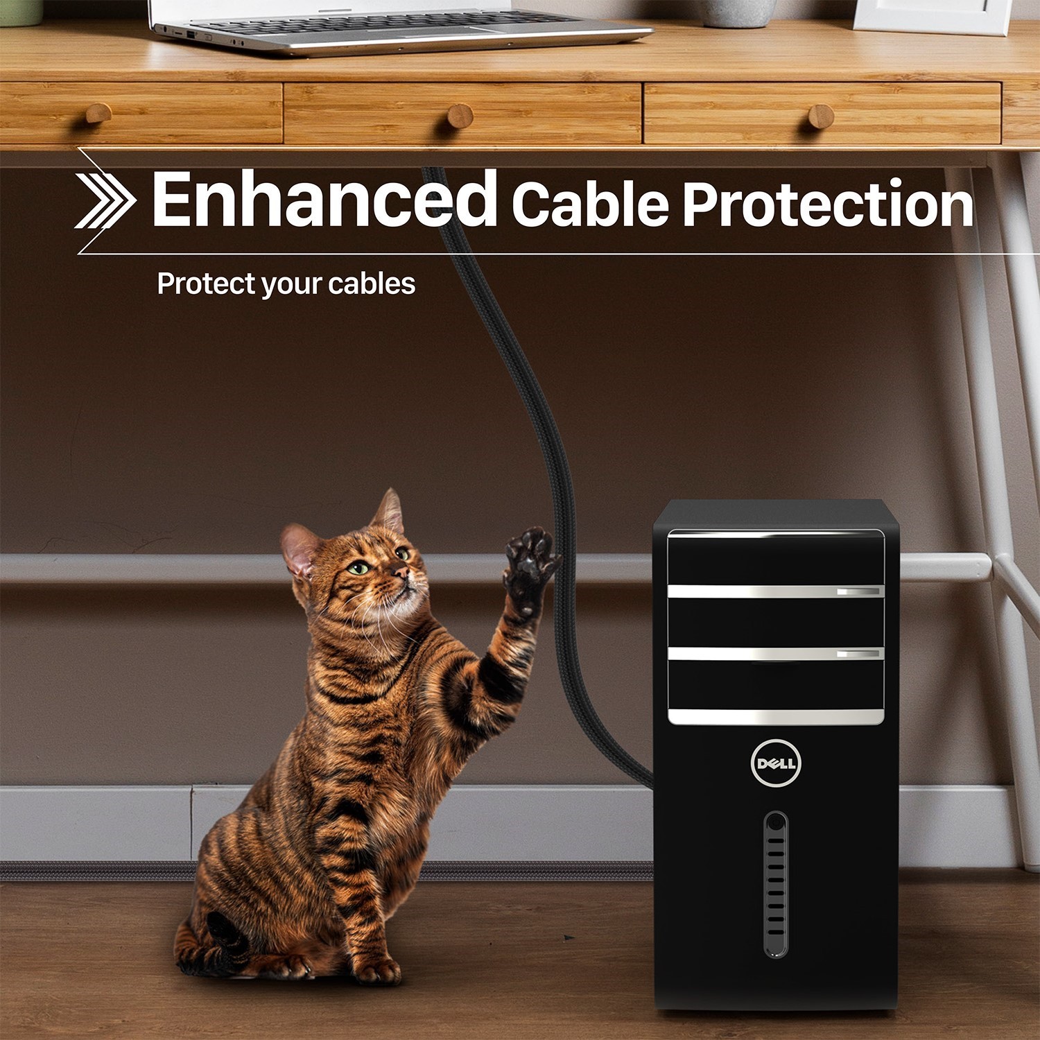 Fosmon 10ft Cord Protector, Cable Management Sleeve Protect Cat From Chewing