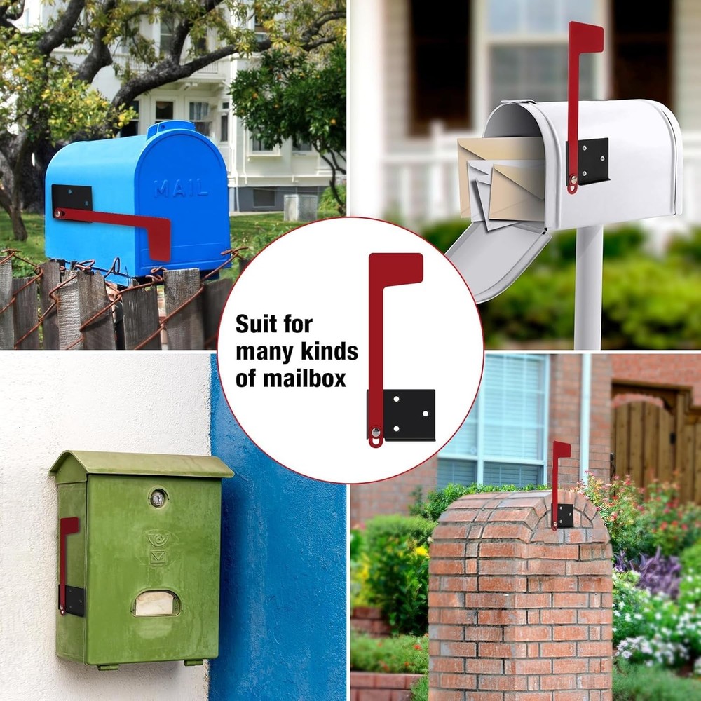 Merear Mailbox Flag Replacement Kit, Galvanized Steel for Mailbox, Red