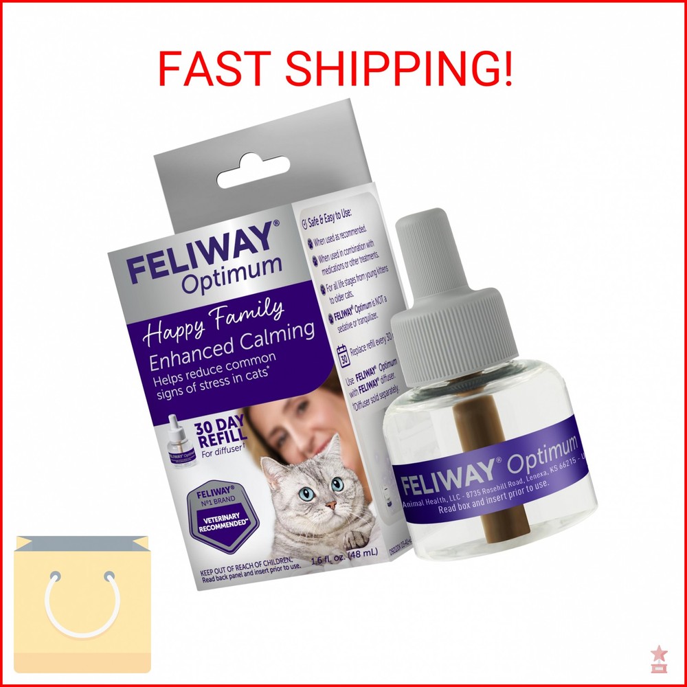 FELIWAY® Optimum 30 Day Cat Calming Refill for Pheromone Diffuser, 48ml - Helps