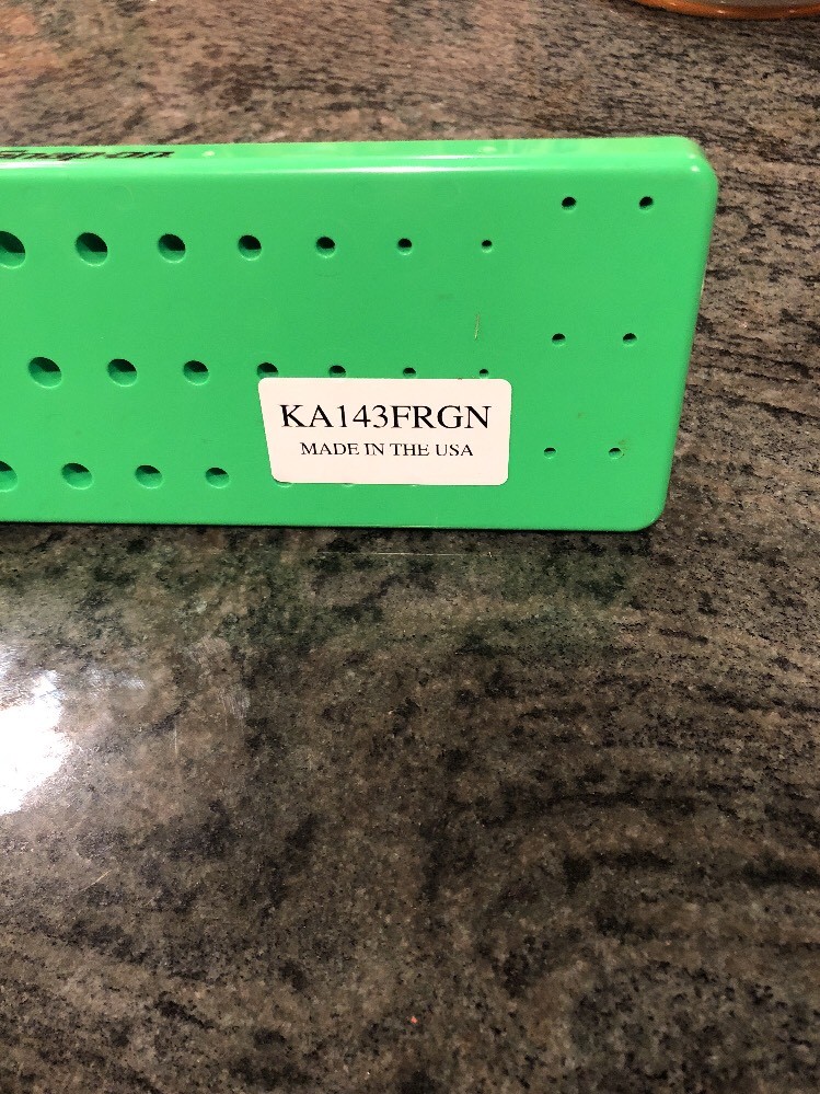 Snap-On ka143frgn 1/4" sae 3 row post socket tray green