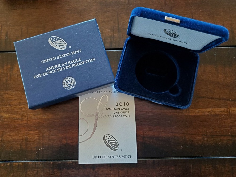 2018 Proof $1 American Silver Eagle Box & COA | No Coin