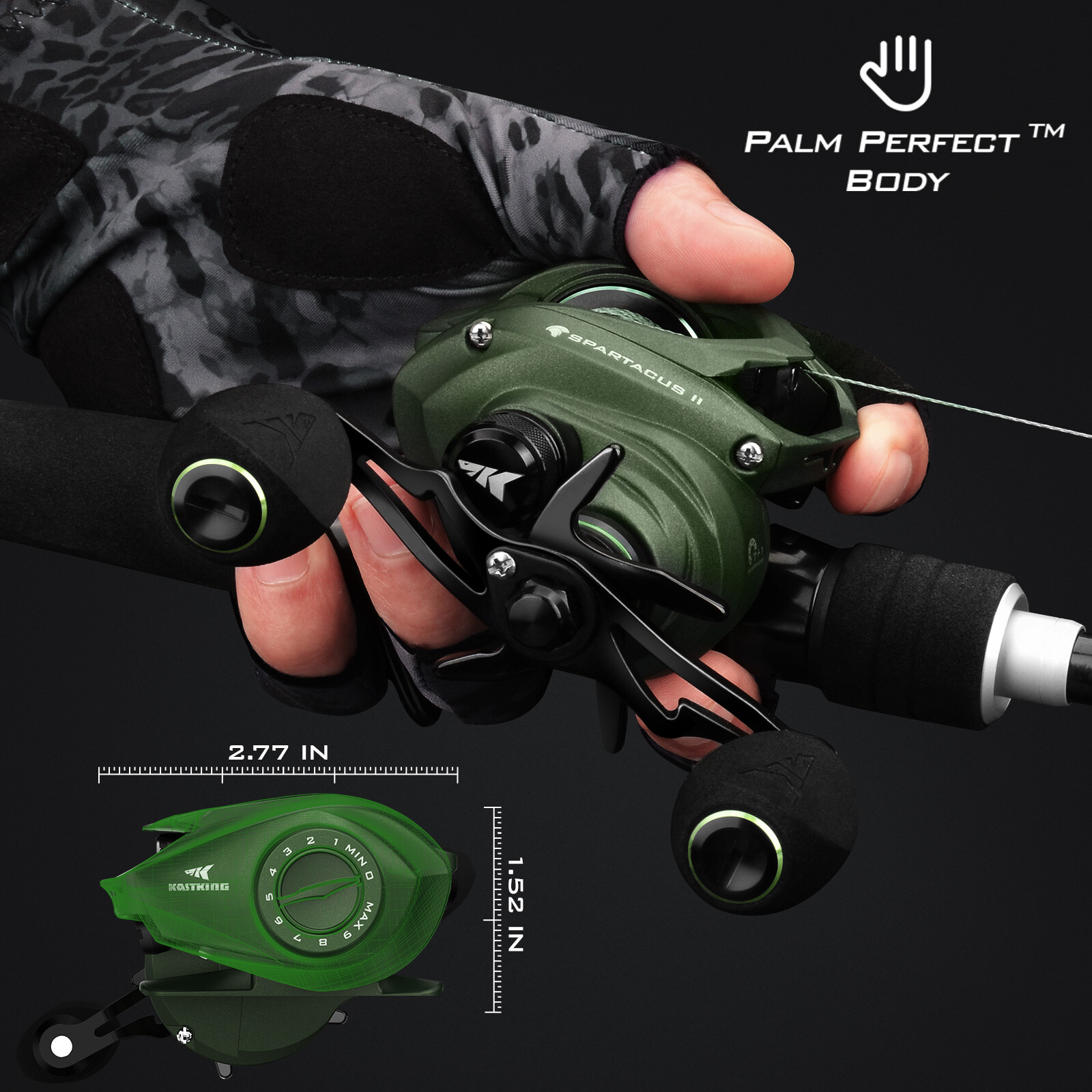 KastKing Spartacus II Baitcasting Reel Ultralight Stryker Green Baitcaster Reel