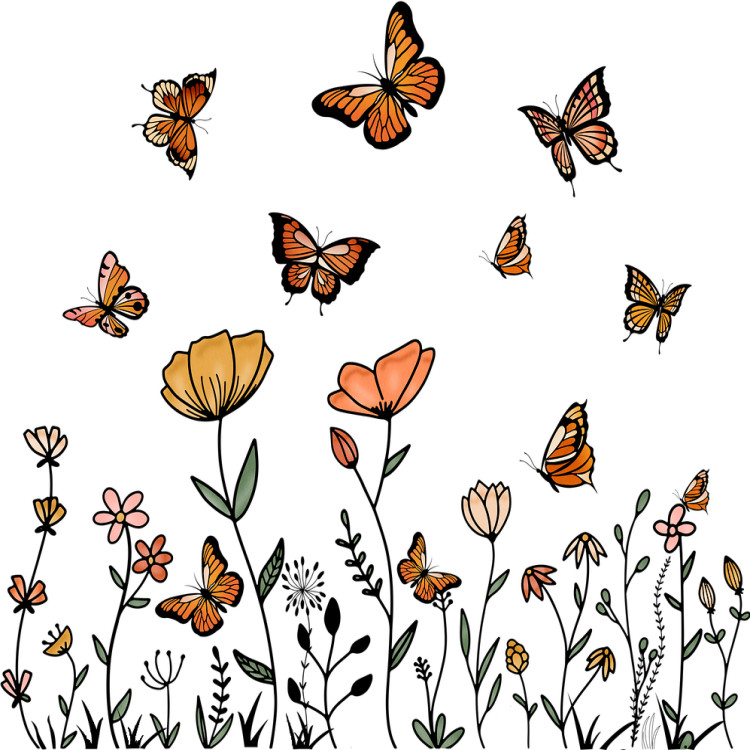 30 Custom Butterflies & Flowers Personalized Address Labels