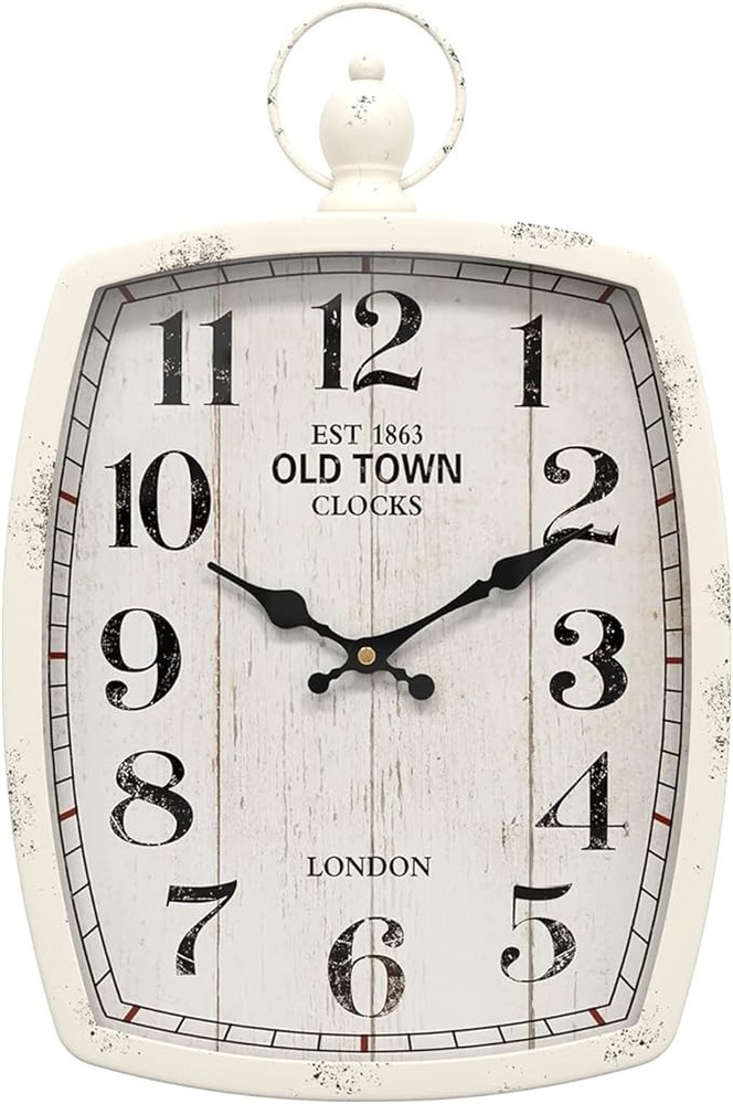 Menterry Rectangle Retro Large Wall Clock, Vintage Antique Style, Battery