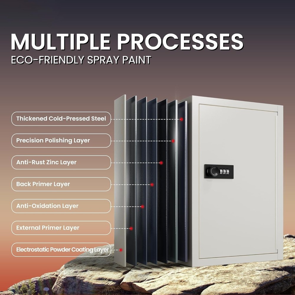 Key Lock Box for Keys with Code, Key Box Wall Mount Cabinet, Resettable Combi...