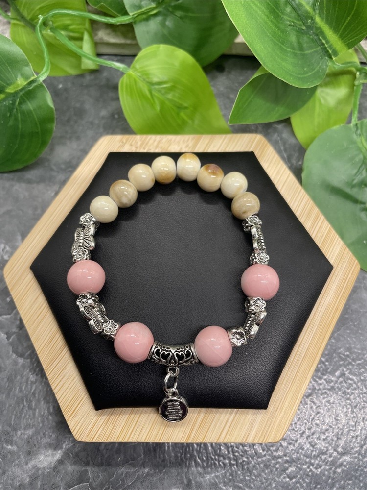 Handmade Ceramic Bead Beaded Stackable 6.25” Plus Stretch Bracelet New B223