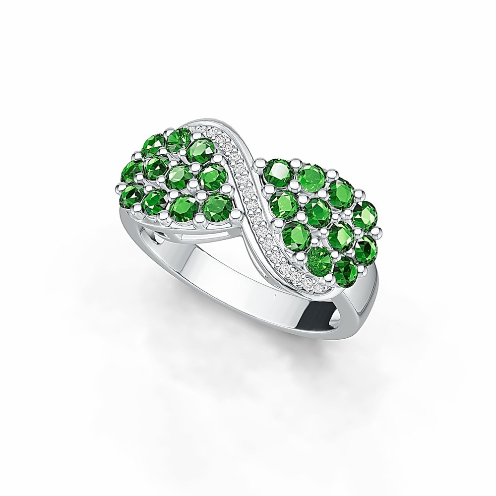Sterling Silver Ring Infinity intertwining Love Theme with White Topaz