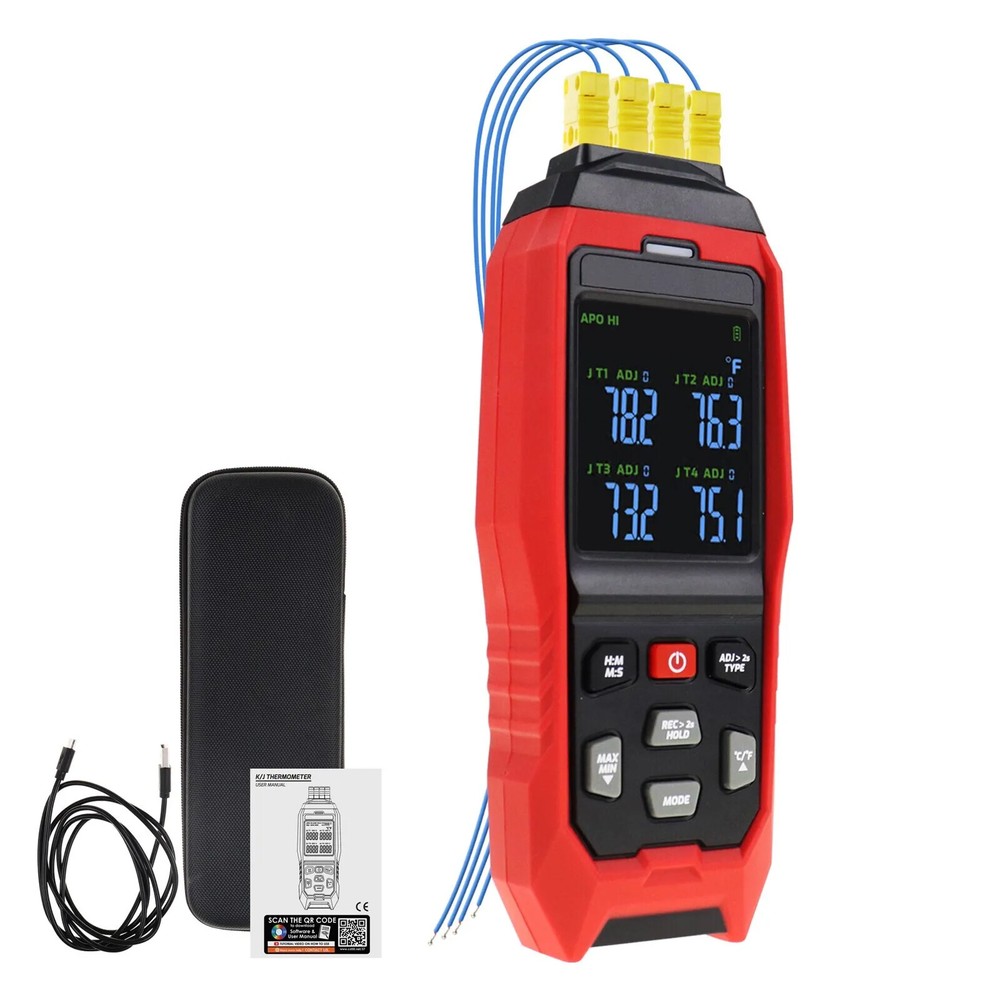 4-CH Display K/J Datalogger Thermocouple Thermometer Real-Time Data Logging