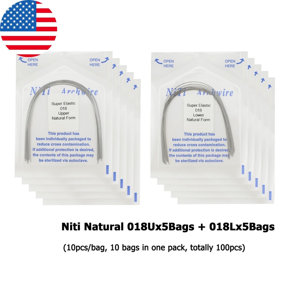 100PCS Dental Orthodontic Niti Arch Wire Rectangular Round Natural Upper Lower