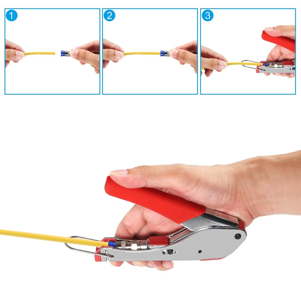 AEDIKO Coaxial Compression Tool Kit Coax Cable Crimper Wire Stripper with Red