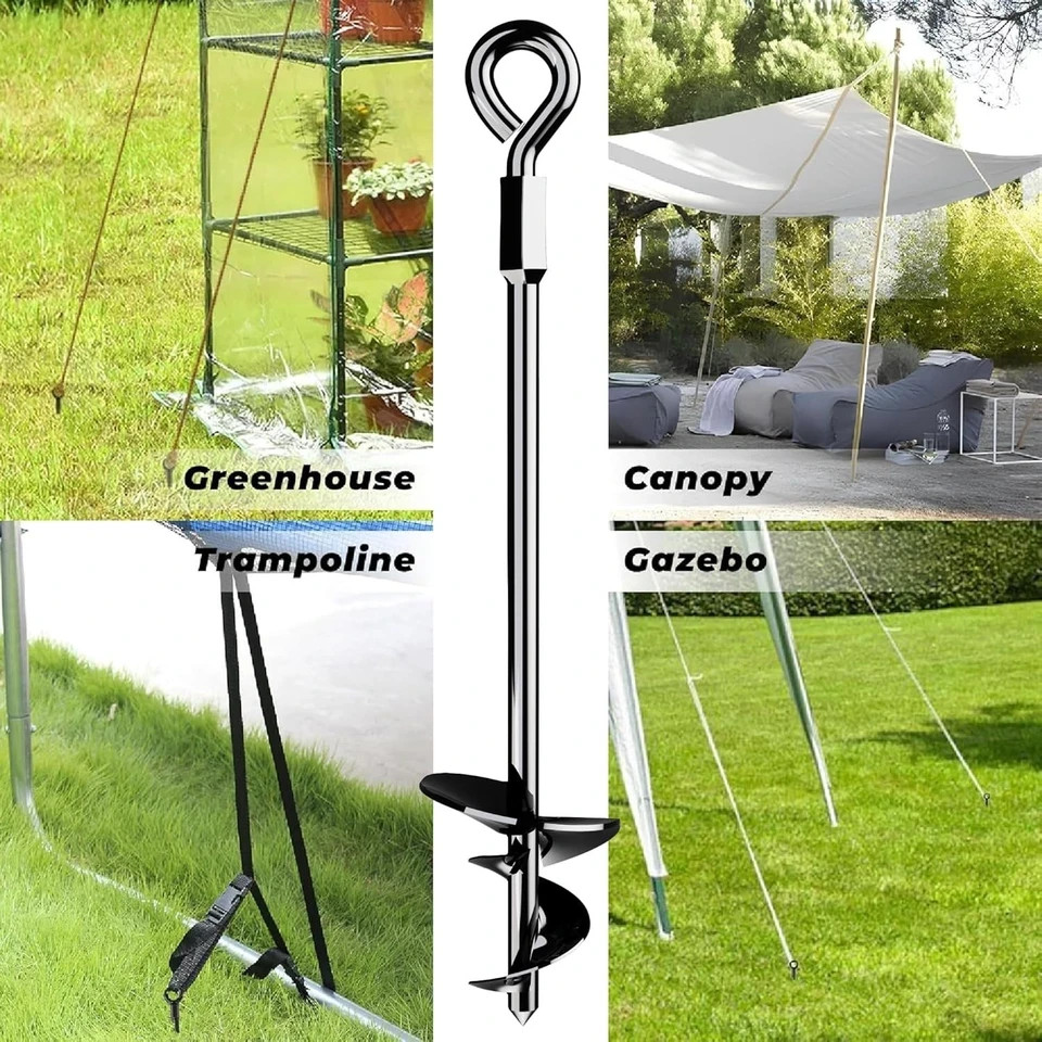 15" Ground Anchors Screw-in - Heavy Duty for High Winds - Ground Stakes - Earth