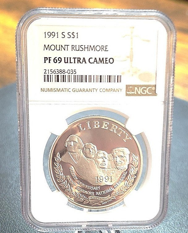 1991 S Mount Rushmore (Silver) Proof Dollar NGC PF69