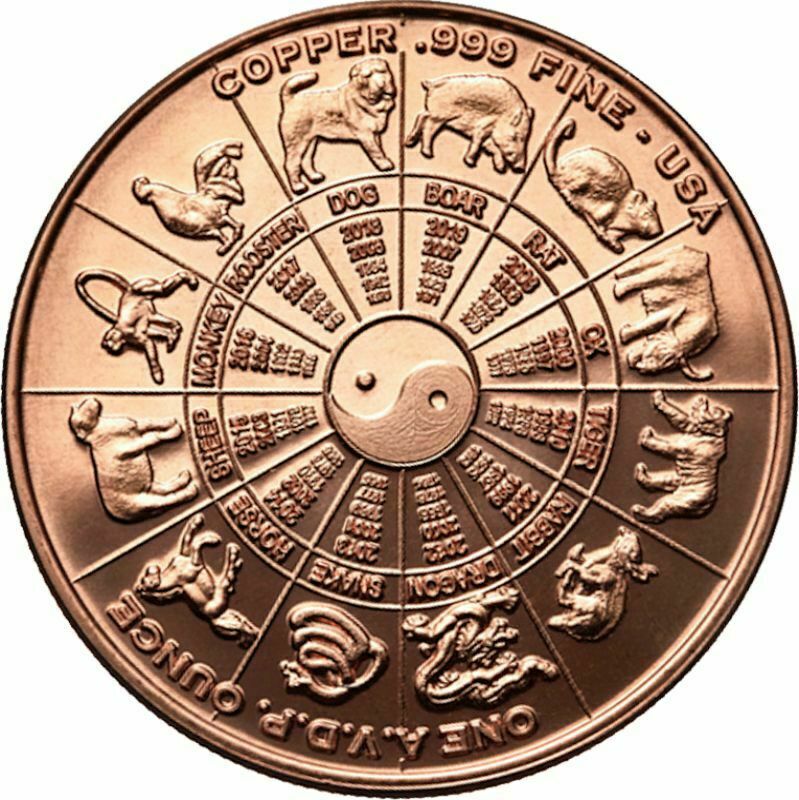 Zodiac Series - Aquarius 1oz .999 copper round