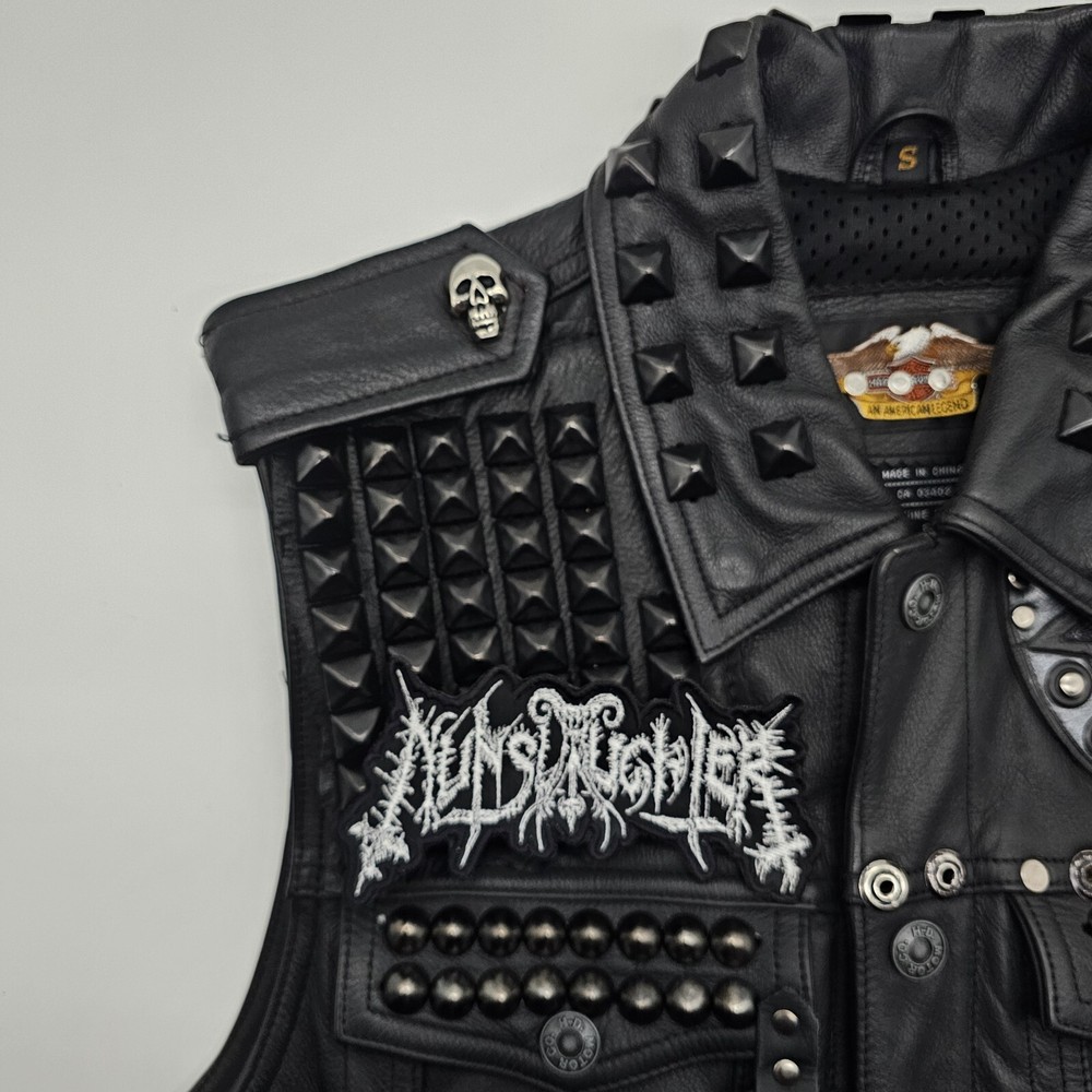 Nunslaughter White Logo EMBROIDERED PATCH