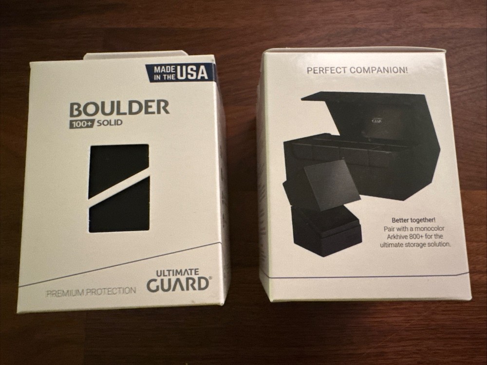 Ultimate Guard Boulder 100 Card Deck Storage Box Holder Standard Solid BLACK x2