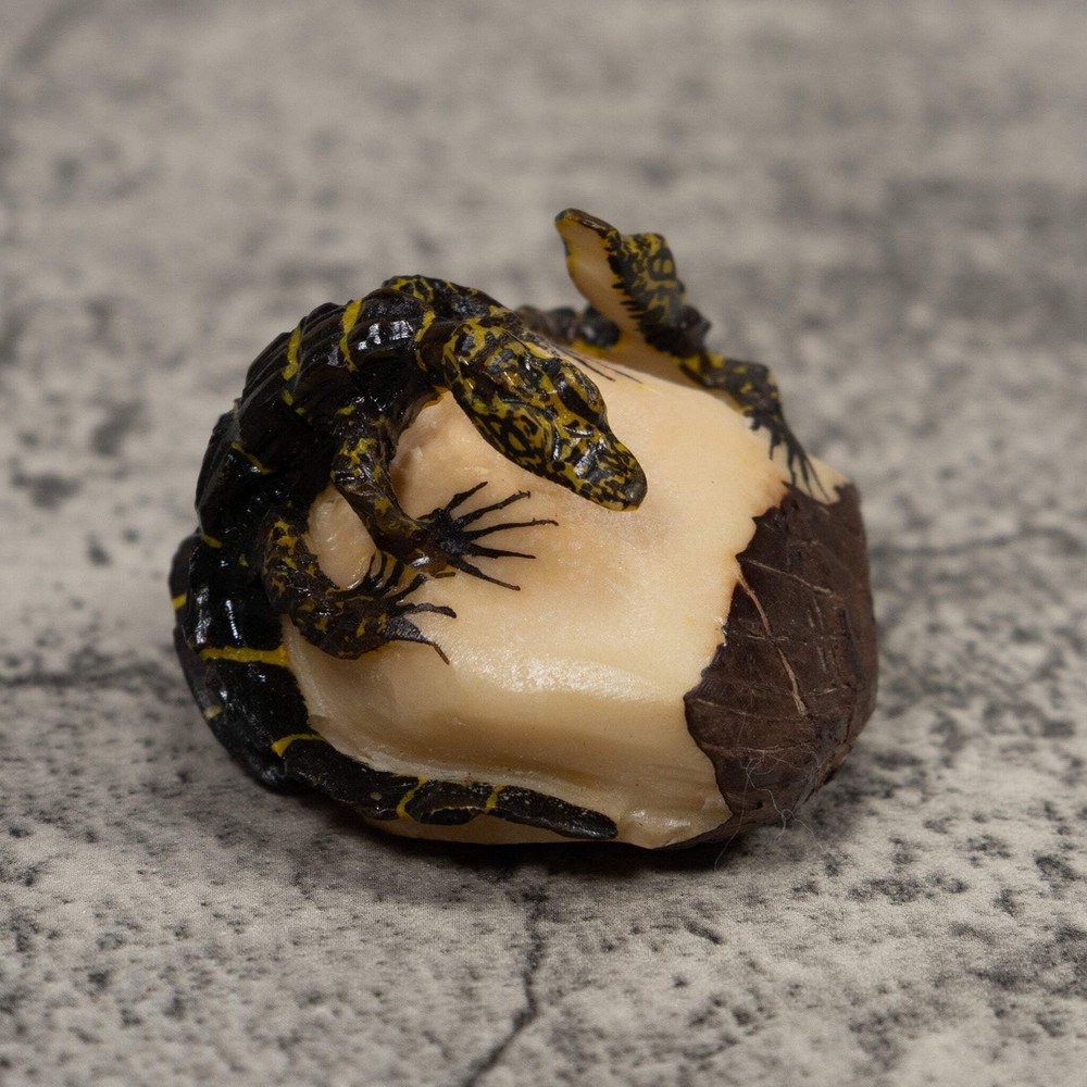 Double Alligator Crocodile Tagua Carving