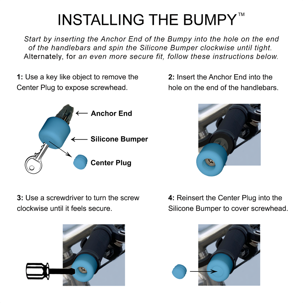 BUMPY END PLUG Bike Handlebar Soft Safe Secure Best Fit Grip Cap Light Blue Pair