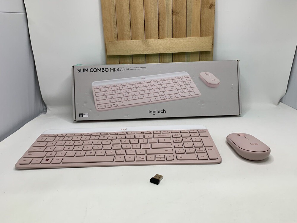 Logitech MK470 Slim Wireless Keyboard/Mouse Combo, Modern Compact Layout, Rose