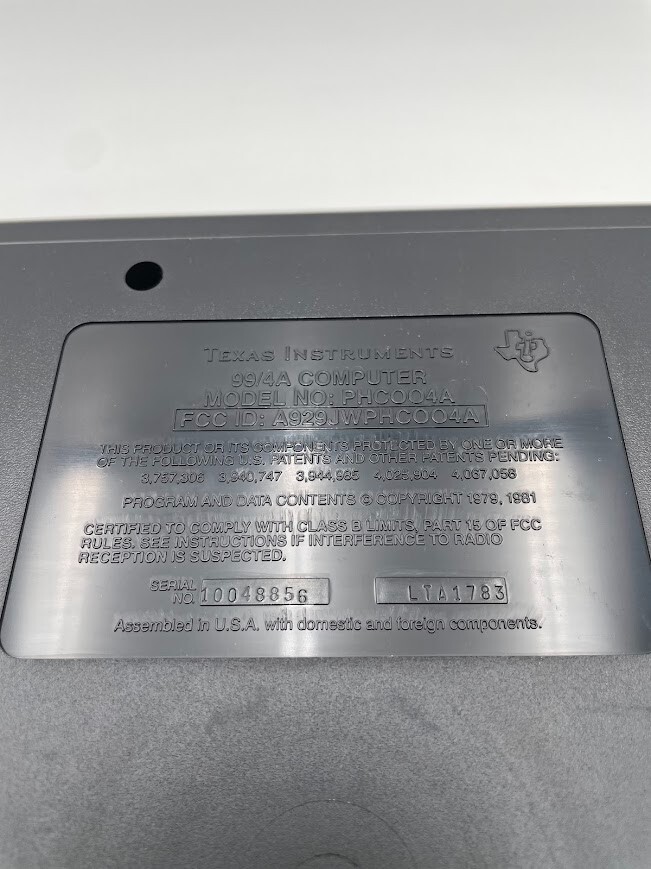 Texas Instruments TI-99/4A computer Powers On Untested