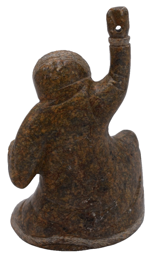 Eskimo Inuit Stone Carving Sculpture of Spearfisherman DAMAGED - SEE NOTES PICS