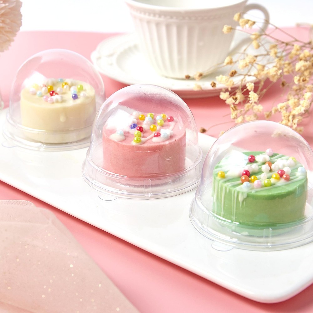 100Pcs Clear Plastic Mini Cake Boxes with Dome Lids, Mini