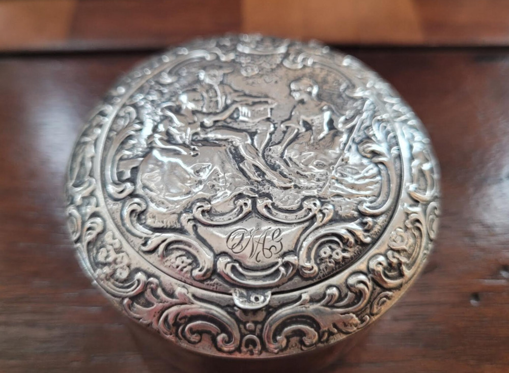 2 1/2" Sterling Silver Ornate Pill Box