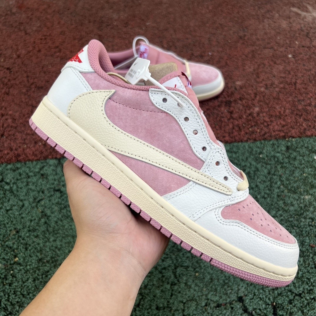 DM7886-600 Travis Scott x AJ1 Jardon 1 Low Pink Women's Shoe Sizes 4-13