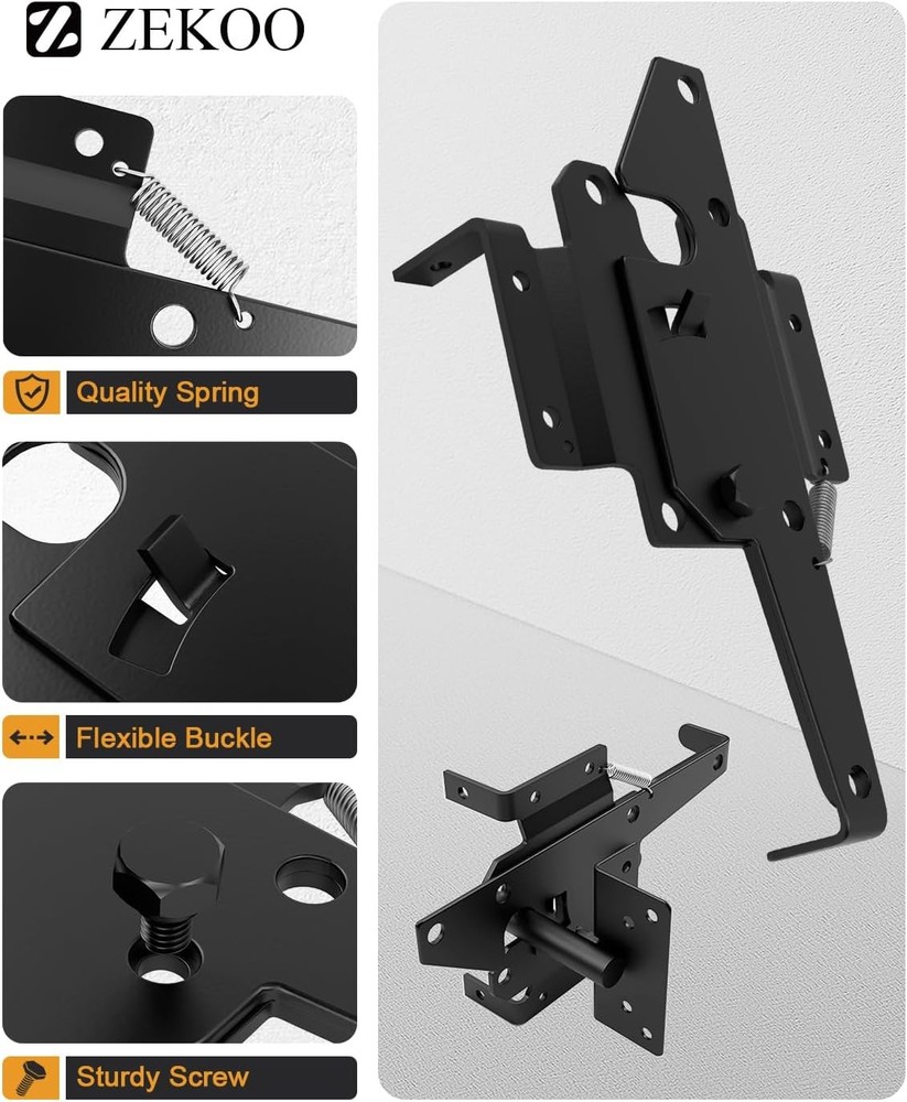 Stainless Steel Gate Hardware Kit, Self Closing Gate Hinges and Latch, Rust Proo