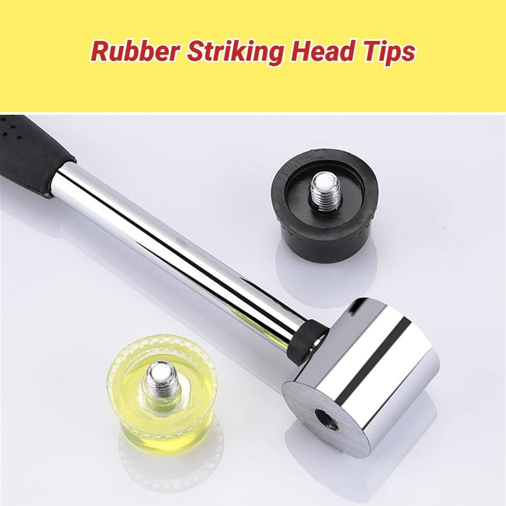 Kadimendium 2 Set Rubber Striking Head Hammer Replacement Tips Black,yellow