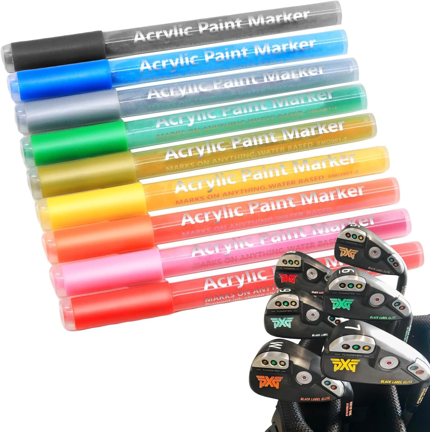 Golf Club Paint-9Pcs Golf Pens&Golf Markers for Fill in, Customize or Renovate Y