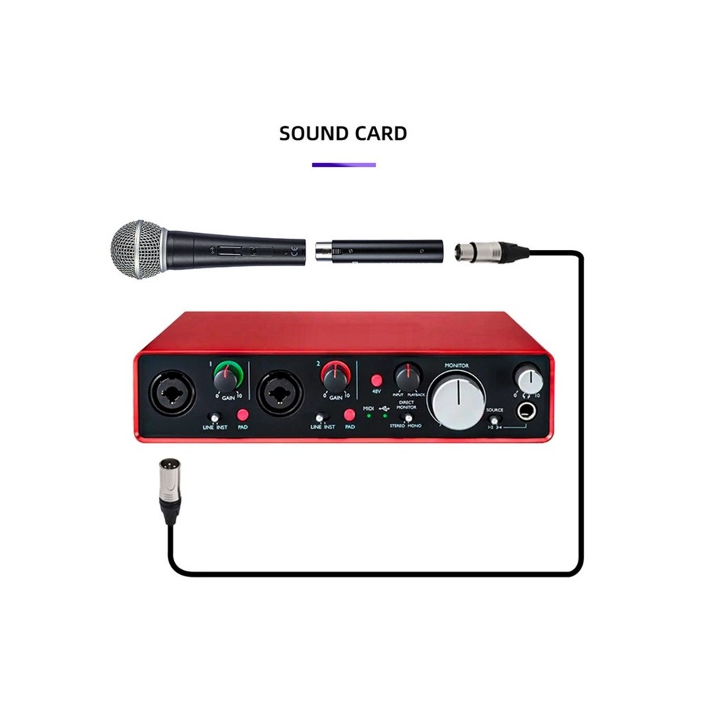 Portable Inline Microphone Preamp +28DB Gain 48V Phantom Power For Recording