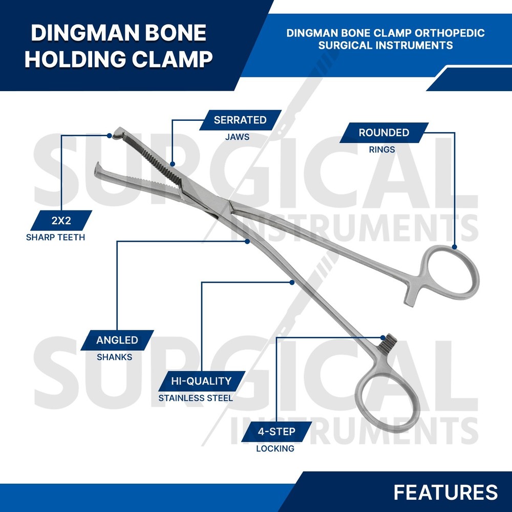 DINGMAN Bone Clamp Forceps 7.5" Orthopedic Surgical Instruments German Grade