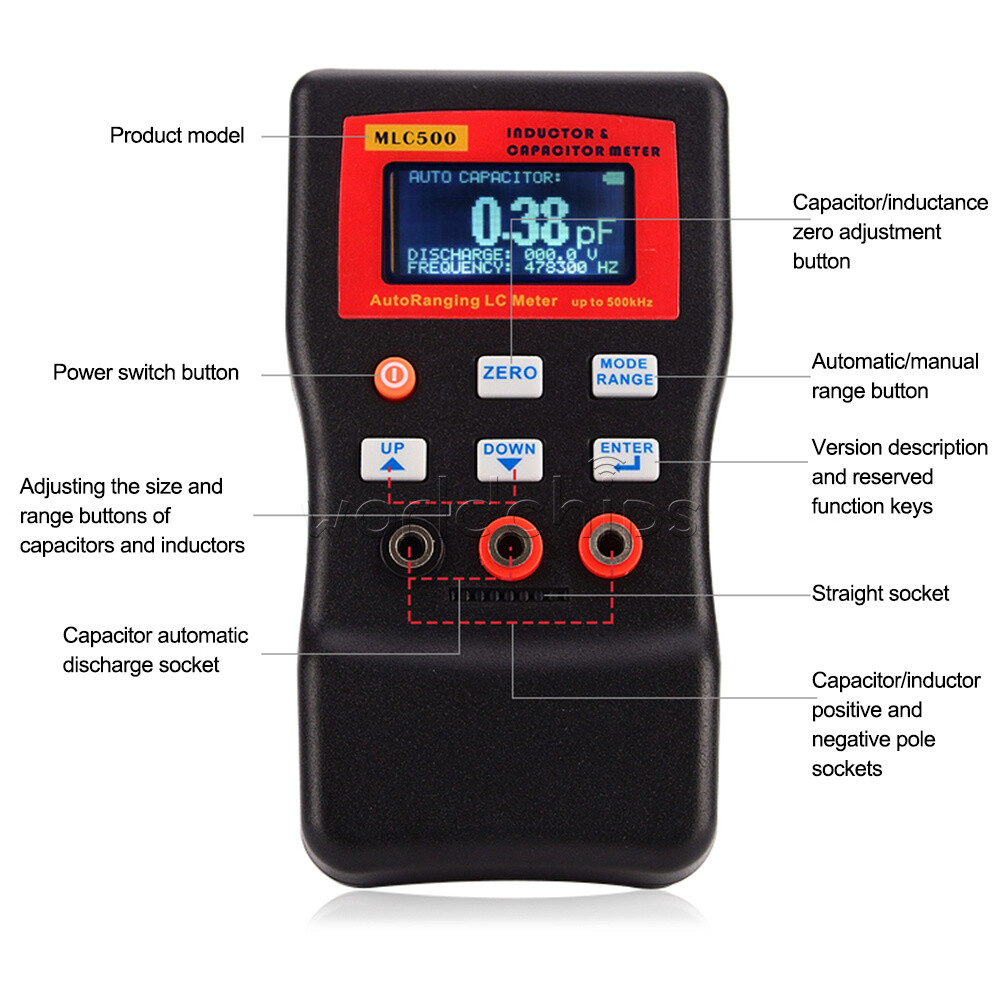 MLC500 High Precision Digital Auto Range Capacitance Inductance Meter Anti-burn