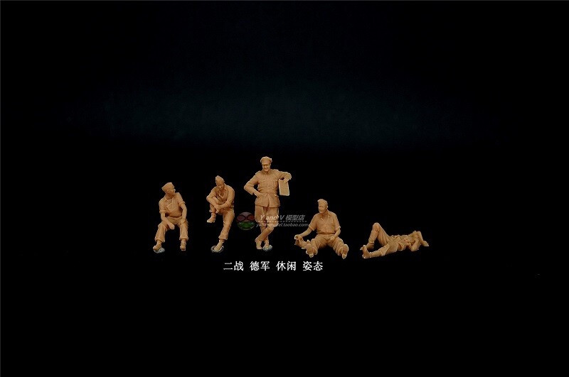 1/72 WW II Germany "Post-war rest posture" 5 man group model (3D printed)