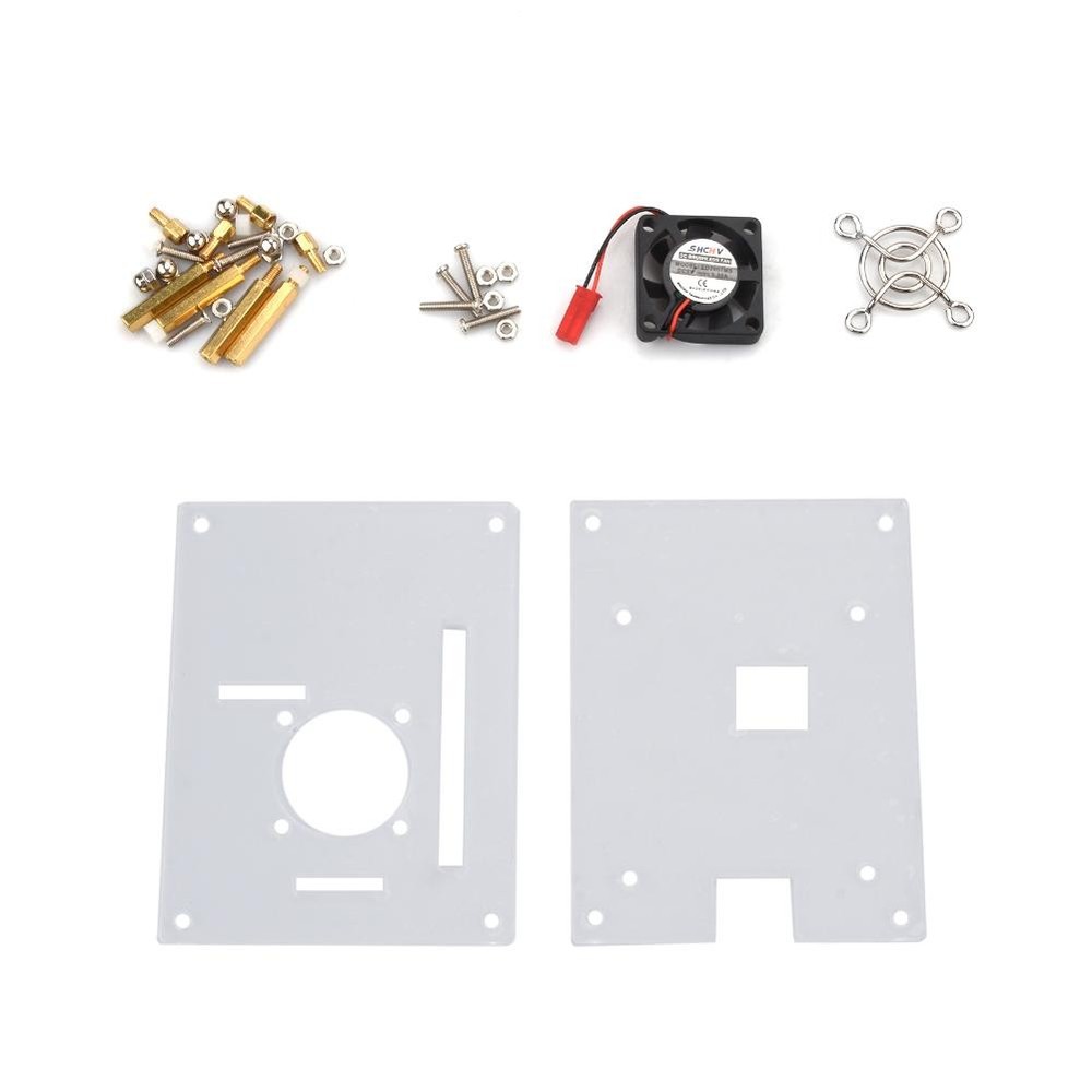 Arcylic Case Shell & Cooling Fan & Screws Set For Raspberry Pi 3/2 Model B/B+ C